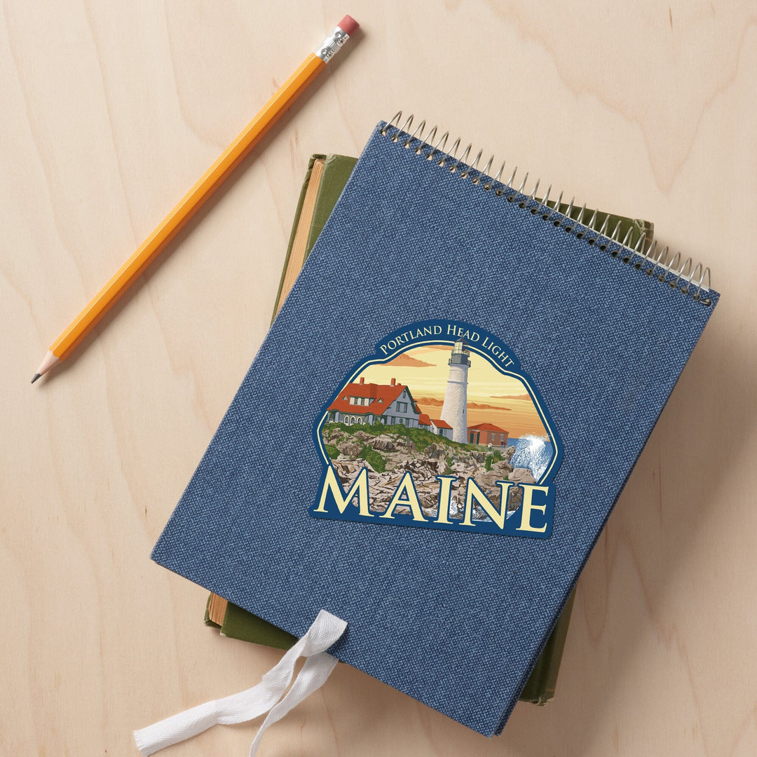 Portland, Maine, Portland Head Light, Contour, Vinyl Sticker Sticker Lantern Press