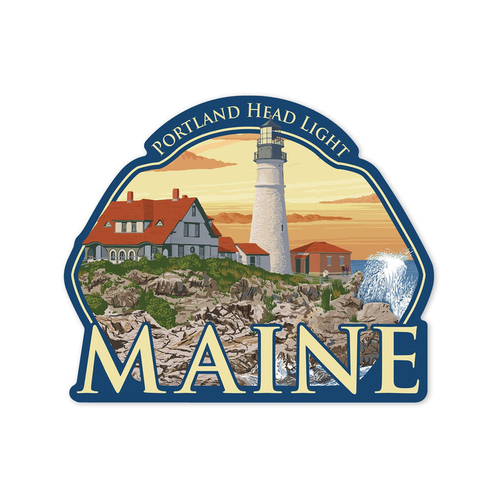 Portland, Maine, Portland Head Light, Contour, Vinyl Sticker Sticker Lantern Press