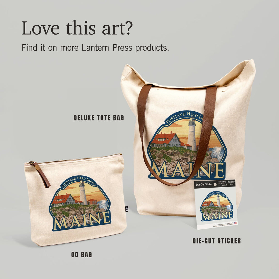 Portland, Maine, Portland Head Light, Contour, Vinyl Sticker Sticker Lantern Press