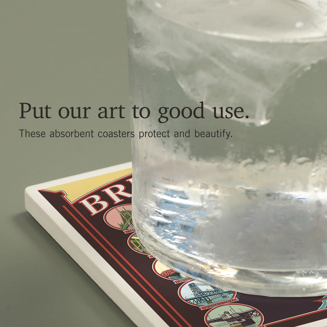 Portland, Oregon, Bridges of Portland, Coasters Coasters Lantern Press