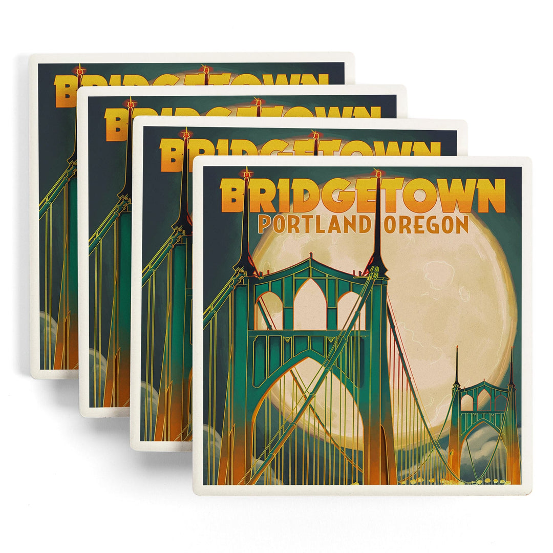 Portland, Oregon, Bridgetown and Full Moon, Coasters Coasters Lantern Press