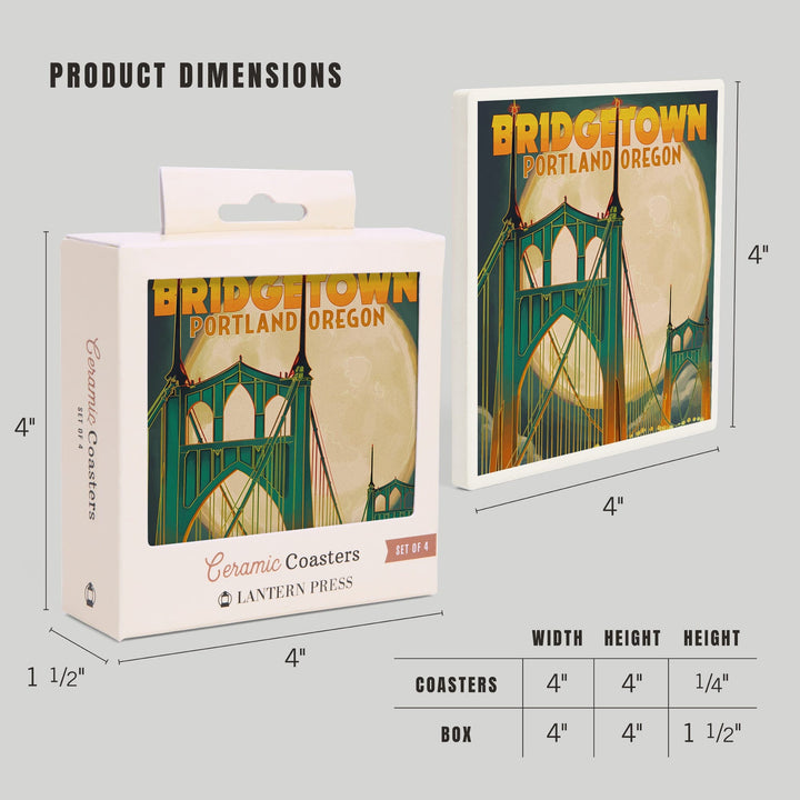 Portland, Oregon, Bridgetown and Full Moon, Coasters Coasters Lantern Press