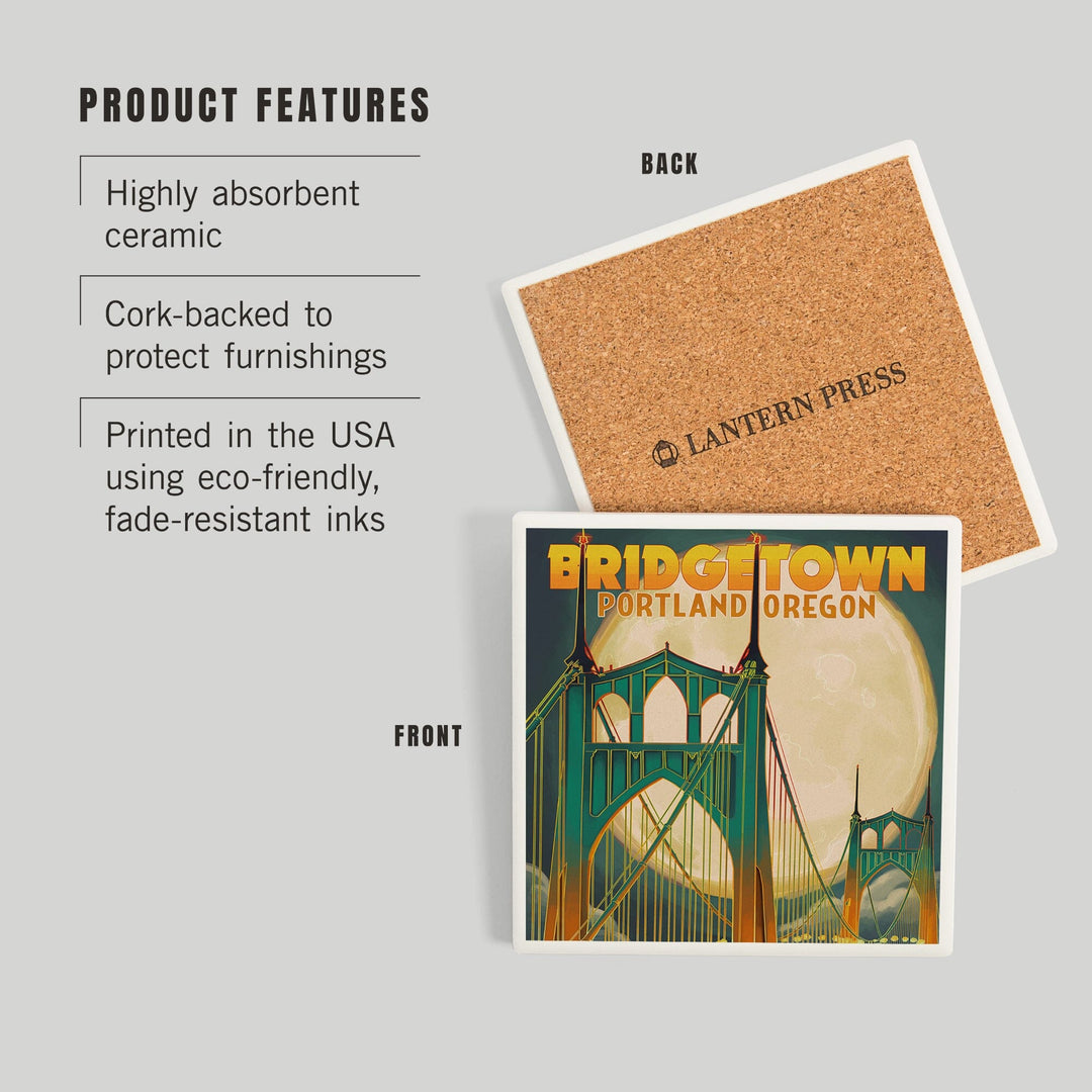 Portland, Oregon, Bridgetown and Full Moon, Coasters Coasters Lantern Press