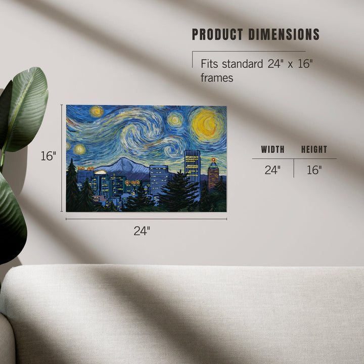 Portland, Oregon, Starry Night City Series, Art & Giclee Prints Art Lantern Press