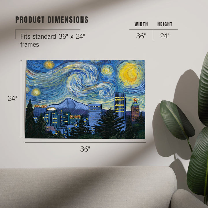 Portland, Oregon, Starry Night City Series, Art & Giclee Prints Art Lantern Press