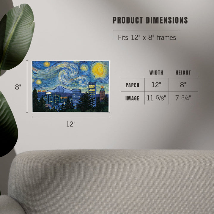 Portland, Oregon, Starry Night City Series, Art & Giclee Prints Art Lantern Press