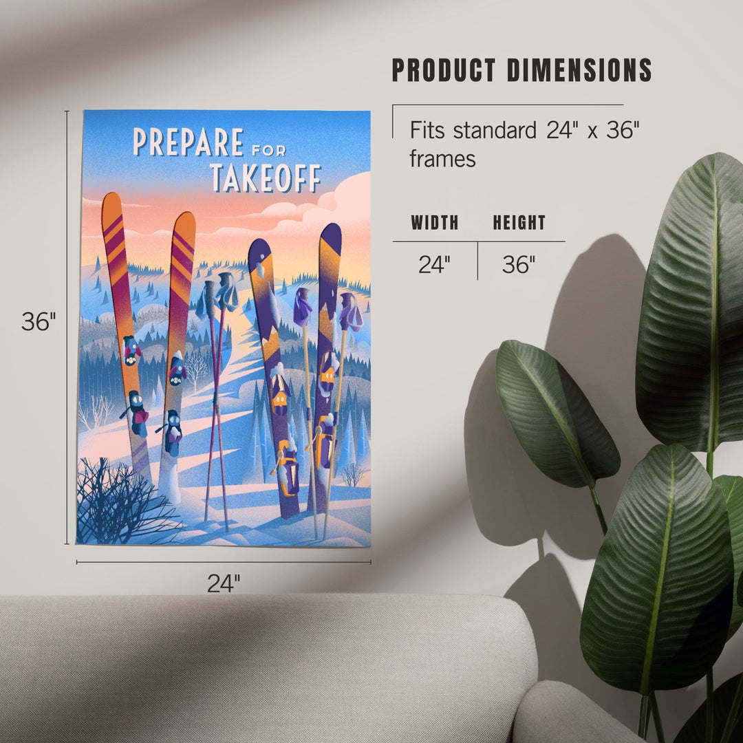 Prepare for Takeoff, Skis In Snowbank Art Lantern Press