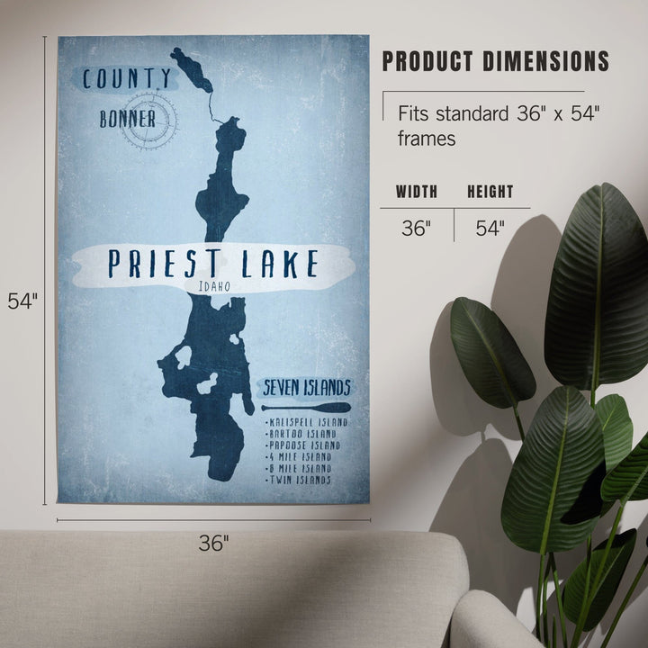 Priest Lake, Idaho, Lake Essentials, Shape, Acreage and County, Art & Giclee Prints Art Lantern Press