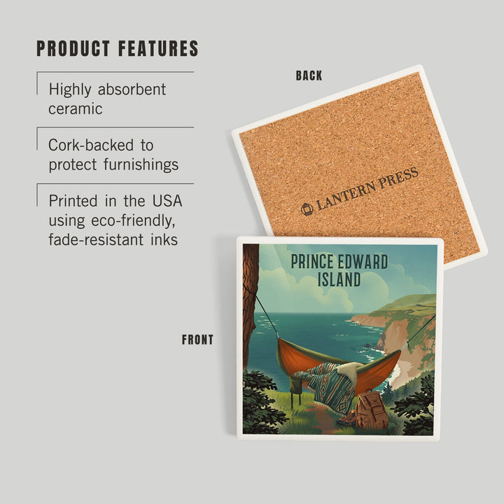 Prince Edward Island, Today's Office, Coastal Series, Hammock on Beach, Coasters Coasters Lantern Press