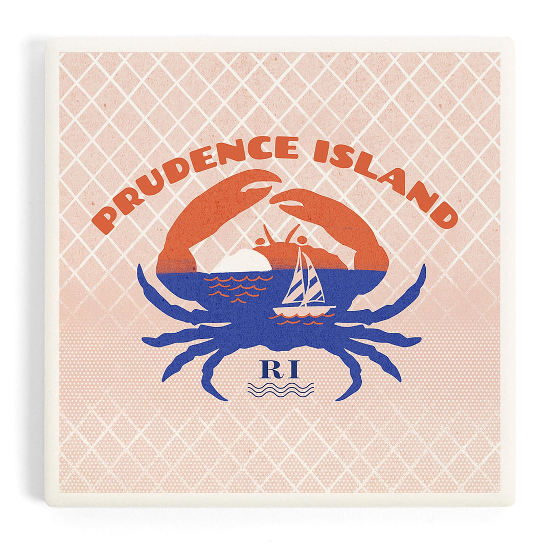 Prudence Island, Rhode Island, Dockside Collection, Crab, Coasters Coasters Lantern Press Coaster