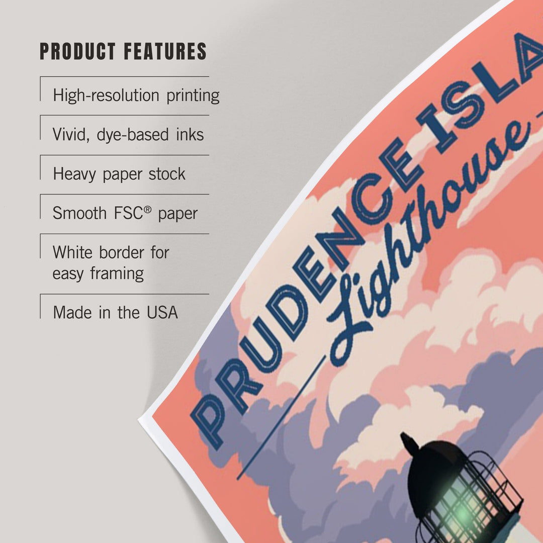Prudence Island, Rhode Island, Lighthouse, Art & Giclee Prints Art Lantern Press