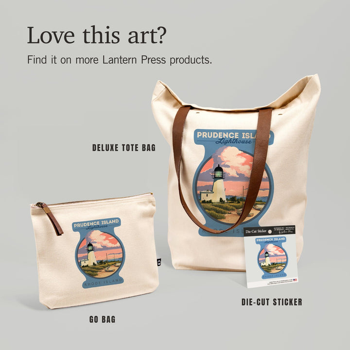 Prudence Island, Rhode Island, Lighthouse, Contour, Lantern Press Artwork, Vinyl Sticker Sticker Lantern Press