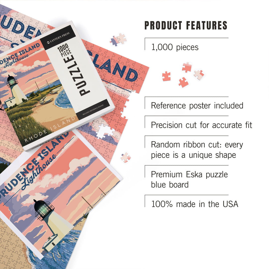 Prudence Island, Rhode Island, Lighthouse, Jigsaw Puzzle Puzzle Lantern Press