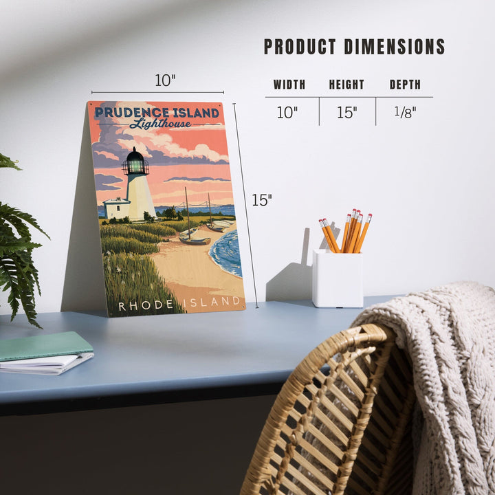 Prudence Island, Rhode Island, Lighthouse, Lantern Press Artwork, Wood Signs and Postcards Wood Lantern Press