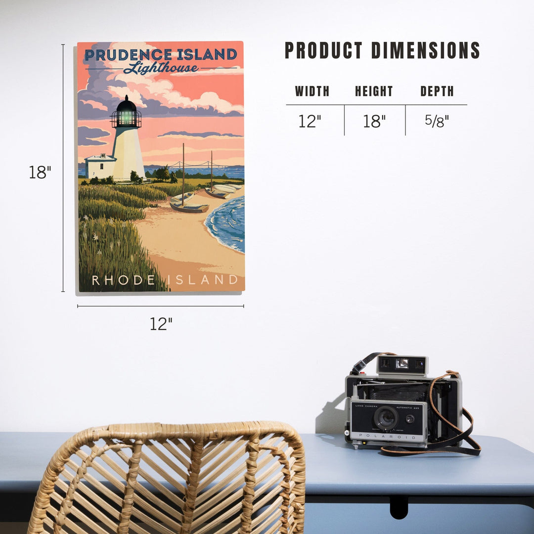 Prudence Island, Rhode Island, Lighthouse, Lantern Press Artwork, Wood Signs and Postcards Wood Lantern Press
