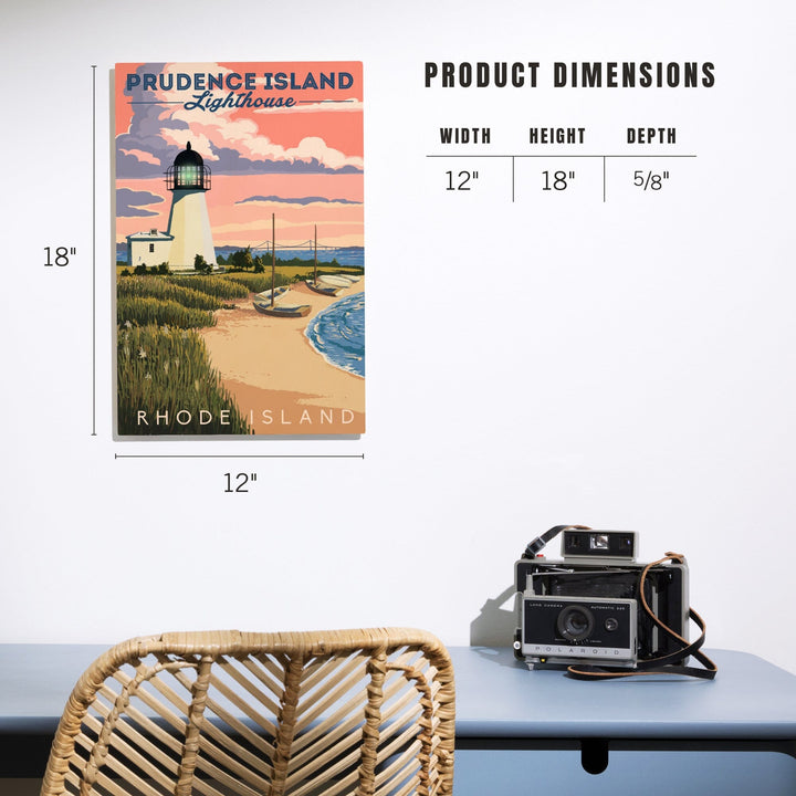 Prudence Island, Rhode Island, Lighthouse, Lantern Press Artwork, Wood Signs and Postcards Wood Lantern Press