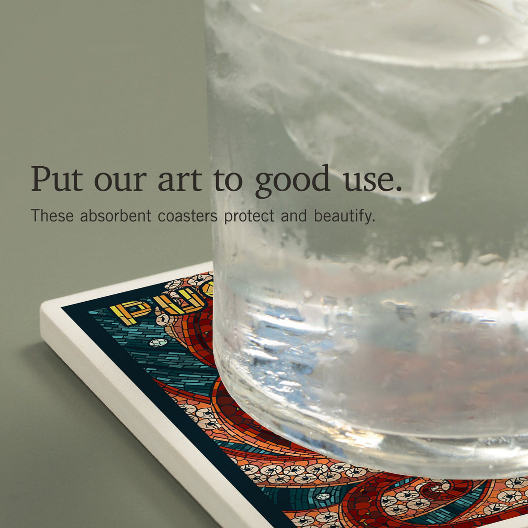 Puget Sound, Washington, Octopus Mosaic, Coasters Coasters Lantern Press