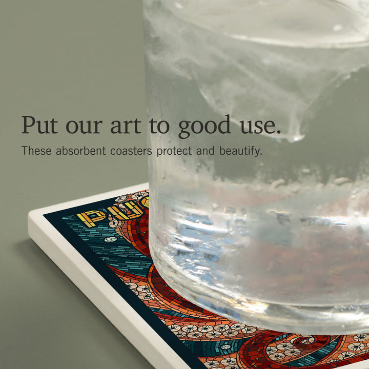 Puget Sound, Washington, Octopus Mosaic, Coasters Coasters Lantern Press