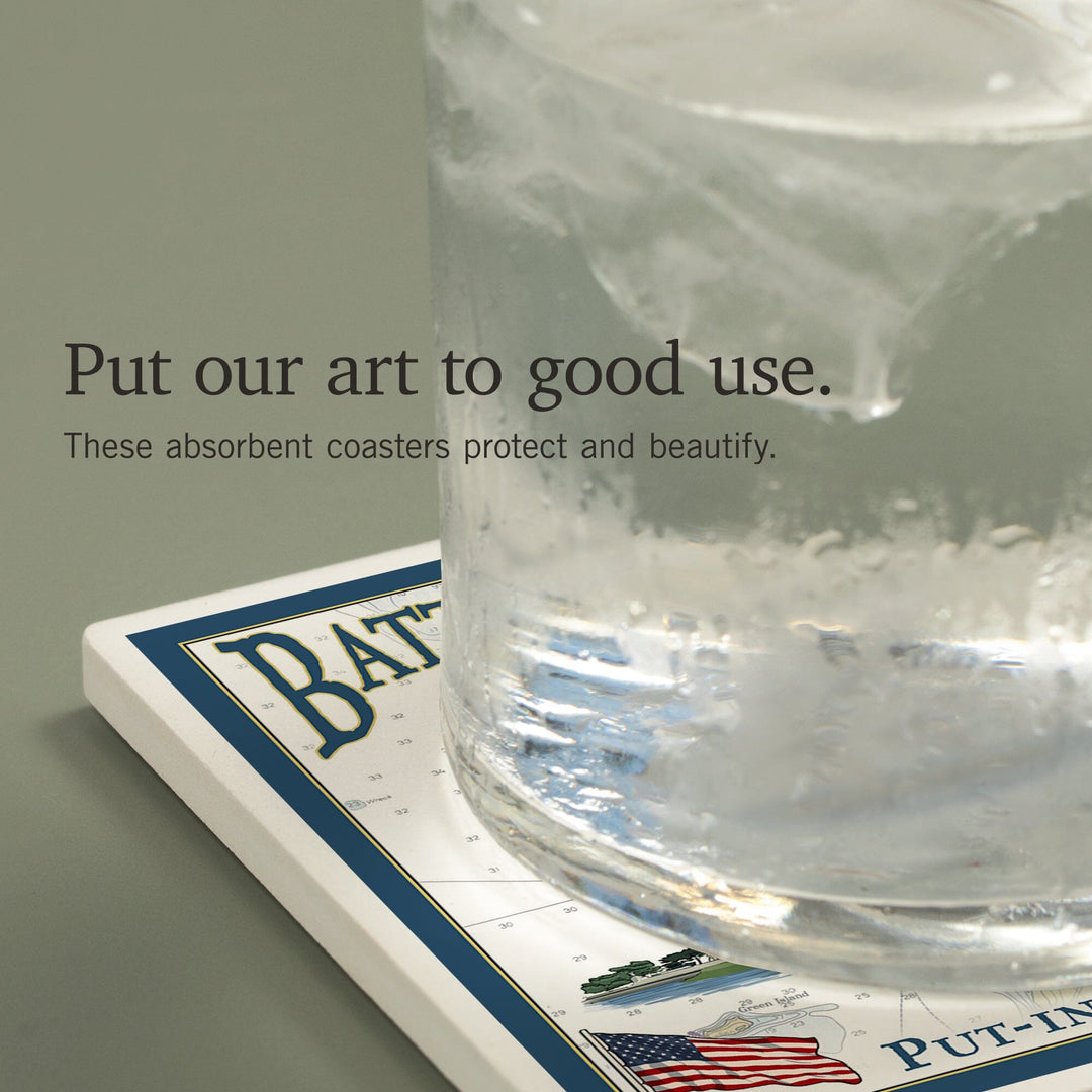 Put-In-Bay, Ohio, Battle of Lake Erie Nautical Chart, Coasters Coasters Lantern Press