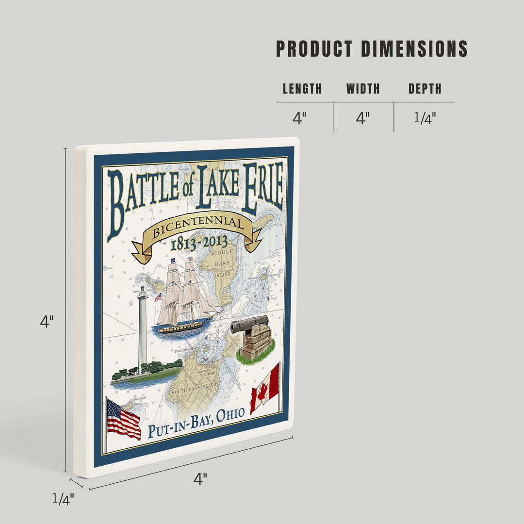 Put-In-Bay, Ohio, Battle of Lake Erie Nautical Chart, Coasters Coasters Lantern Press