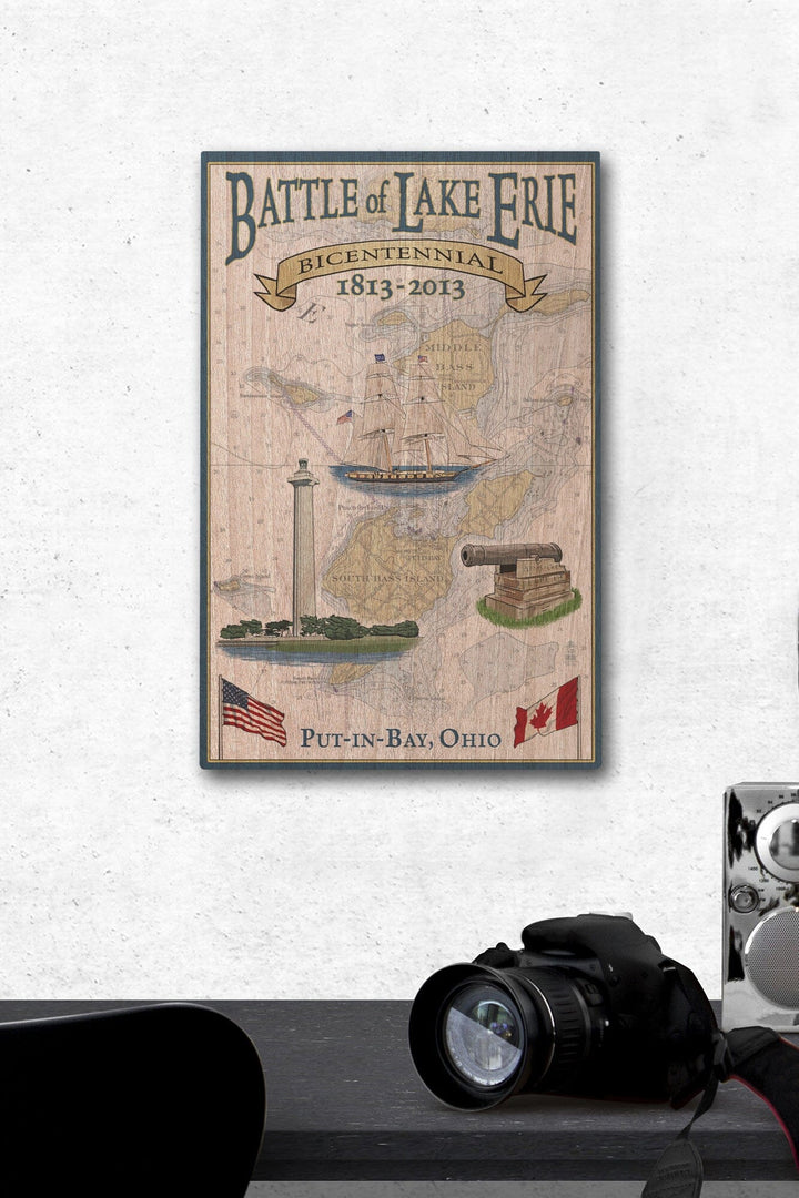 Put-In-Bay, Ohio, Battle of Lake Erie Nautical Chart, Lantern Press Artwork, Wood Signs and Postcards Wood Lantern Press 12 x 18 Wood Gallery Print