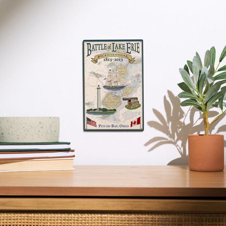 Put-In-Bay, Ohio, Battle of Lake Erie Nautical Chart, Lantern Press Artwork, Wood Signs and Postcards Wood Lantern Press