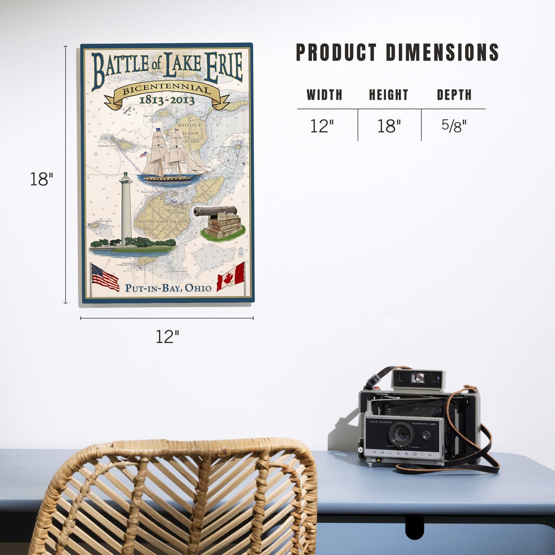Put-In-Bay, Ohio, Battle of Lake Erie Nautical Chart, Lantern Press Artwork, Wood Signs and Postcards Wood Lantern Press