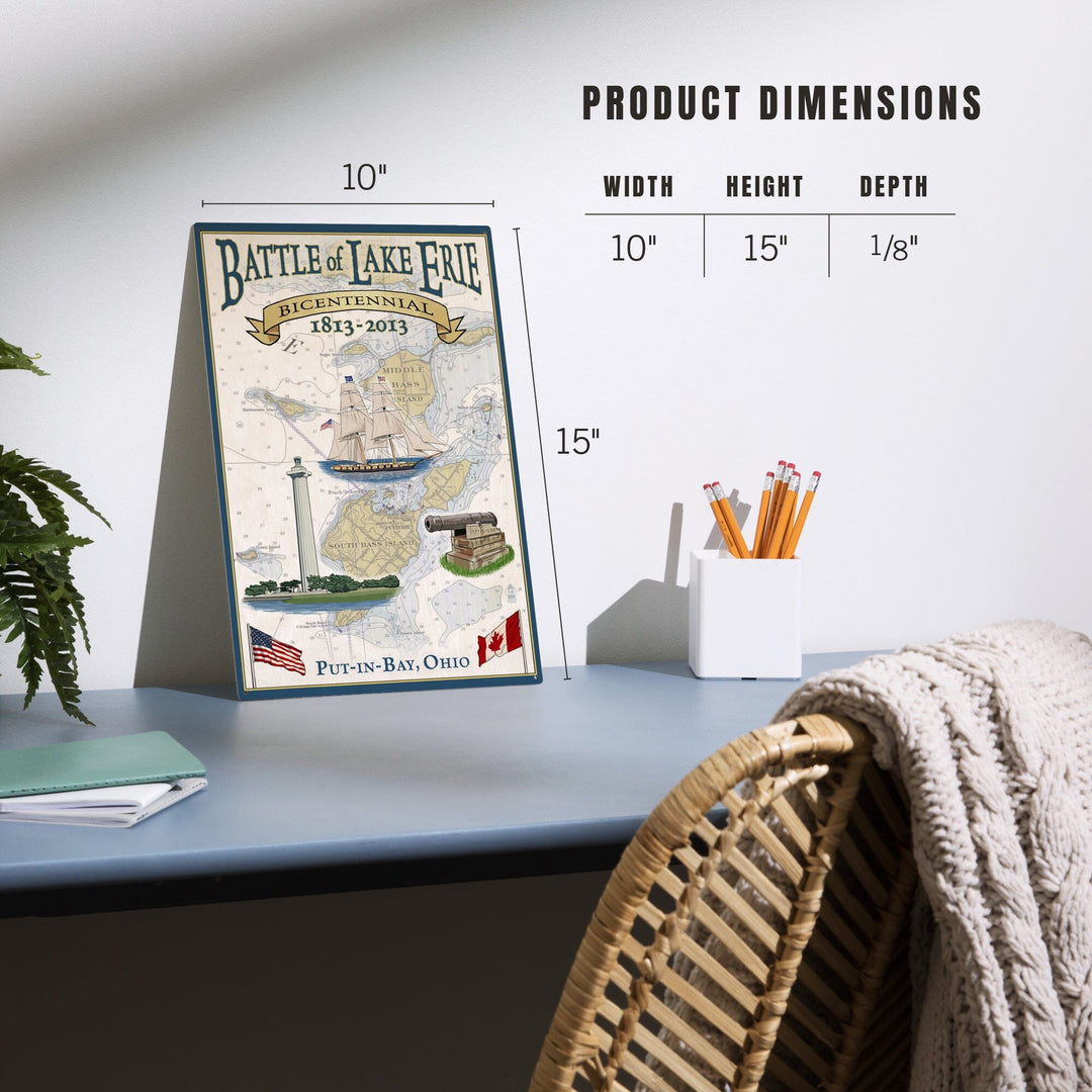 Put-In-Bay, Ohio, Battle of Lake Erie Nautical Chart, Lantern Press Artwork, Wood Signs and Postcards Wood Lantern Press