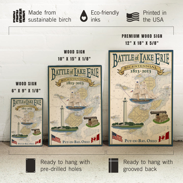 Put-In-Bay, Ohio, Battle of Lake Erie Nautical Chart, Lantern Press Artwork, Wood Signs and Postcards Wood Lantern Press