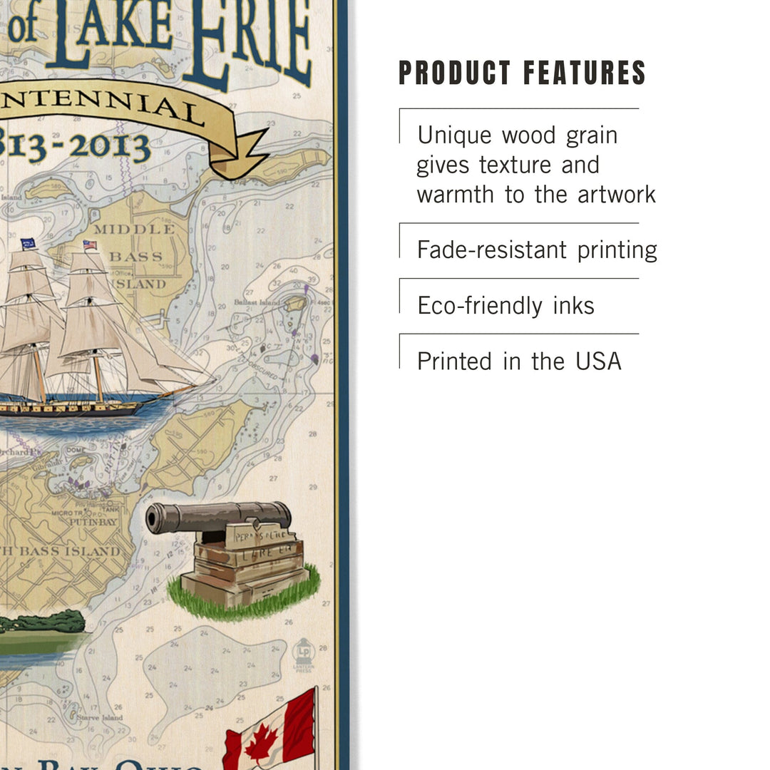 Put-In-Bay, Ohio, Battle of Lake Erie Nautical Chart, Lantern Press Artwork, Wood Signs and Postcards Wood Lantern Press