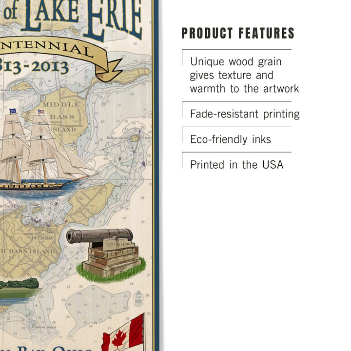 Put-In-Bay, Ohio, Battle of Lake Erie Nautical Chart, Lantern Press Artwork, Wood Signs and Postcards Wood Lantern Press