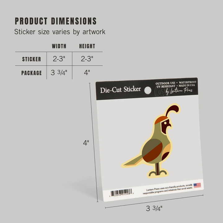 Quail, Geometric, Contour, Lantern Press Artwork, Vinyl Sticker Sticker Lantern Press