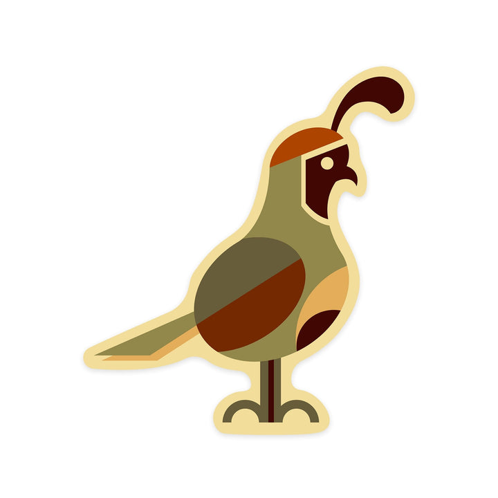 Quail, Geometric, Contour, Lantern Press Artwork, Vinyl Sticker Sticker Lantern Press