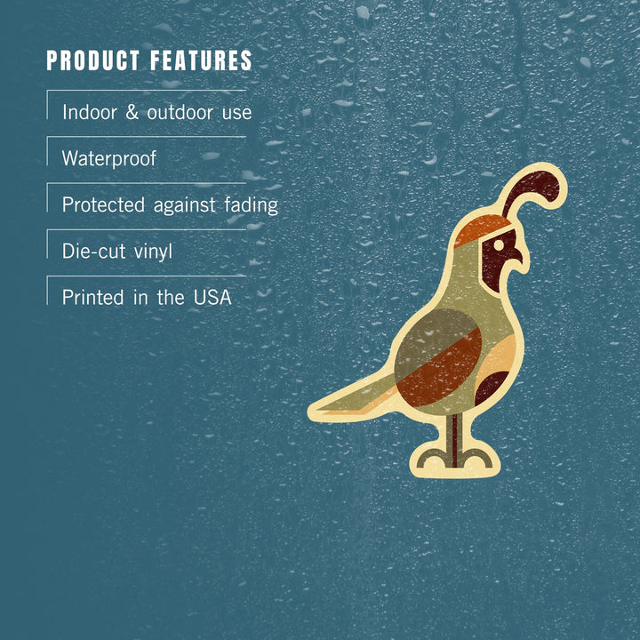 Quail, Geometric, Contour, Lantern Press Artwork, Vinyl Sticker Sticker Lantern Press