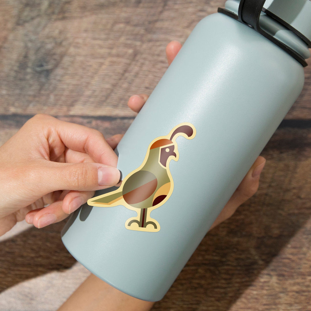 Quail, Geometric, Contour, Lantern Press Artwork, Vinyl Sticker Sticker Lantern Press