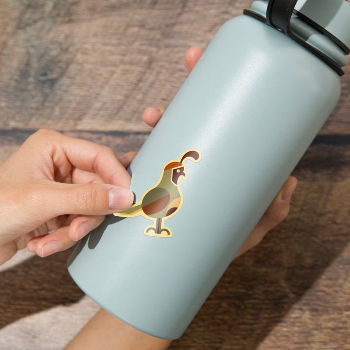 Quail, Geometric, Contour, Lantern Press Artwork, Vinyl Sticker Sticker Lantern Press