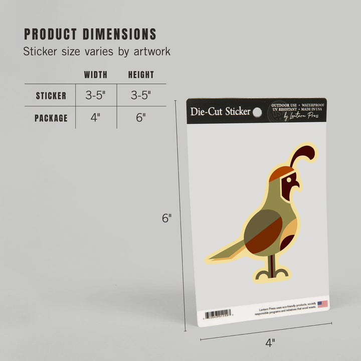 Quail, Geometric, Contour, Lantern Press Artwork, Vinyl Sticker Sticker Lantern Press