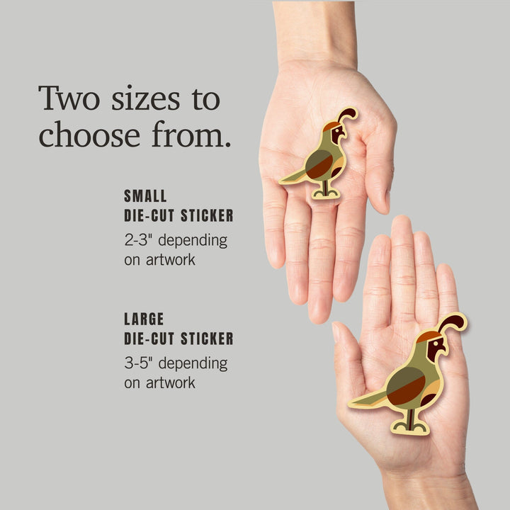 Quail, Geometric, Contour, Lantern Press Artwork, Vinyl Sticker Sticker Lantern Press