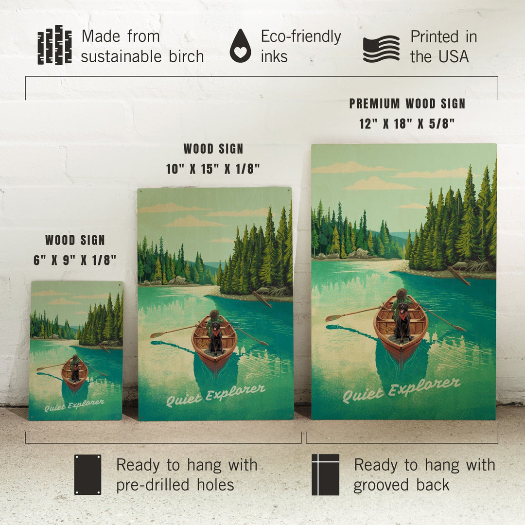 Quiet Explorer, Boating, Hills, Wood Signs and Postcards Wood Lantern Press