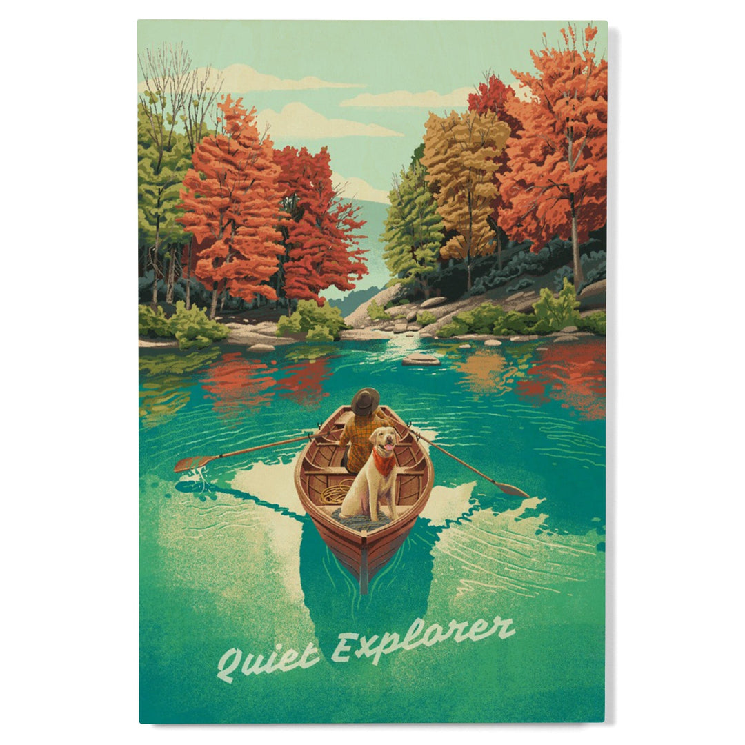 Quiet Explorer, Boating, Mountain, Wood Signs and Postcards Wood Lantern Press