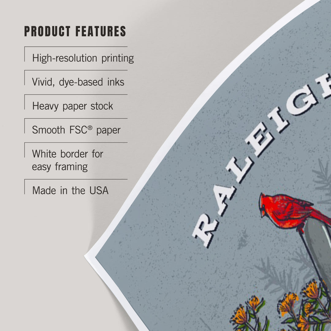 Raleigh, North Carolina, State Treasure Trove, Art & Giclee Prints Art Lantern Press