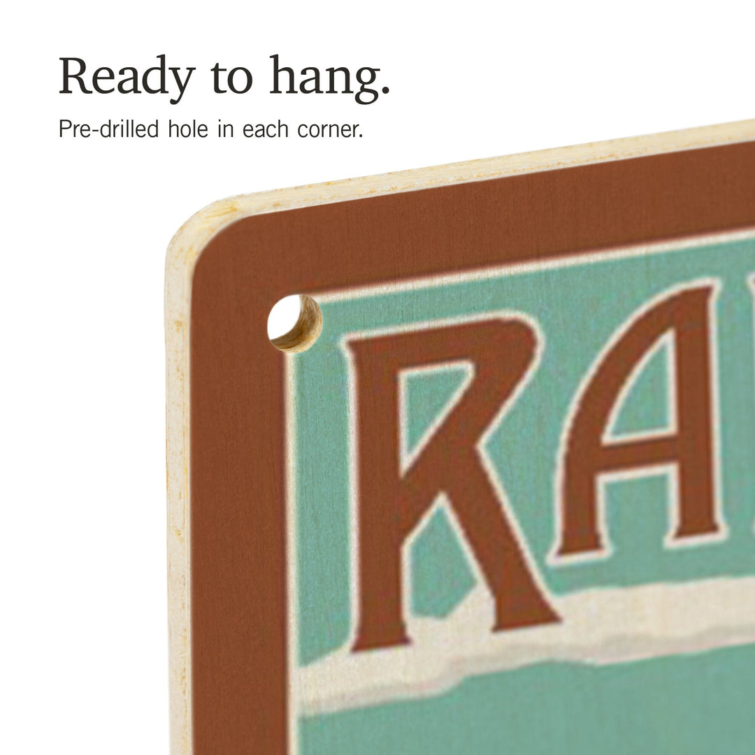 Rangeley Lakes, Maine, Float Plane & Fisherman, Lantern Press Artwork, Wood Signs and Postcards Wood Lantern Press