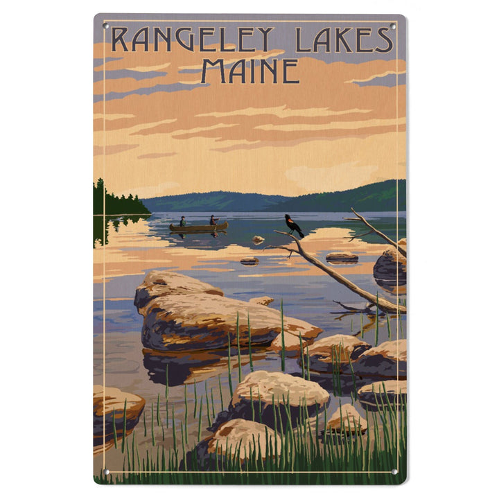 Rangeley Lakes, Maine, Lake Sunrise Scene, Lantern Press Artwork, Wood Signs and Postcards Wood Lantern Press