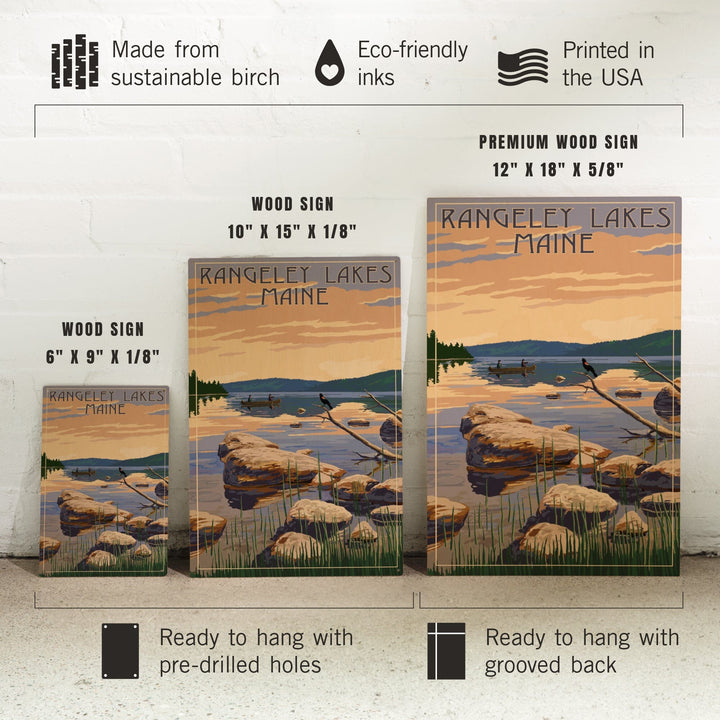 Rangeley Lakes, Maine, Lake Sunrise Scene, Lantern Press Artwork, Wood Signs and Postcards Wood Lantern Press