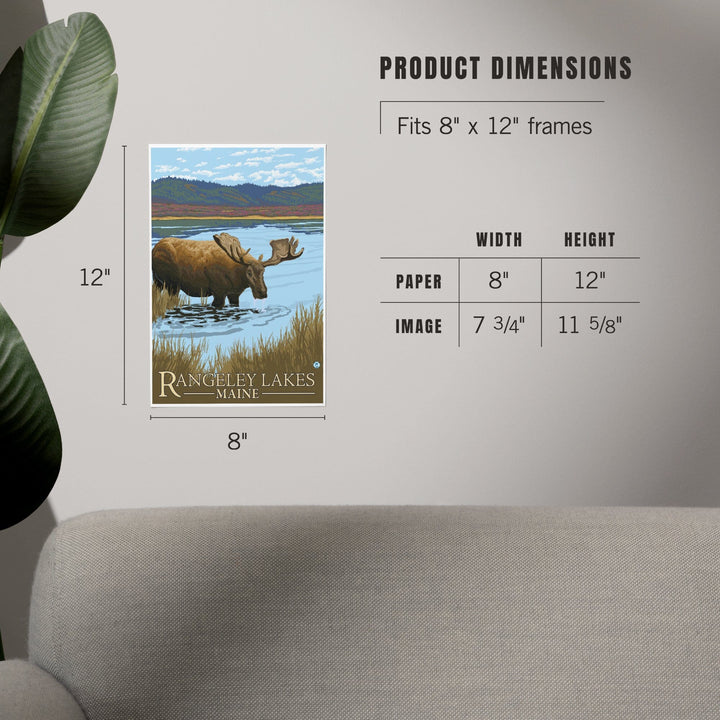 Rangeley, Maine, Moose Drinking at Lake, Art & Giclee Prints Art Lantern Press