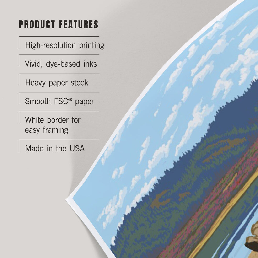 Rangeley, Maine, Moose Drinking at Lake, Art & Giclee Prints Art Lantern Press