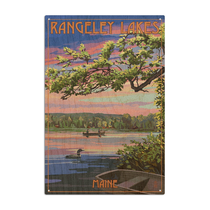 Rangeley, Maine, Summer Lake Sunset Scene, Lantern Press Artwork, Wood Signs and Postcards Wood Lantern Press 6x9 Wood Sign