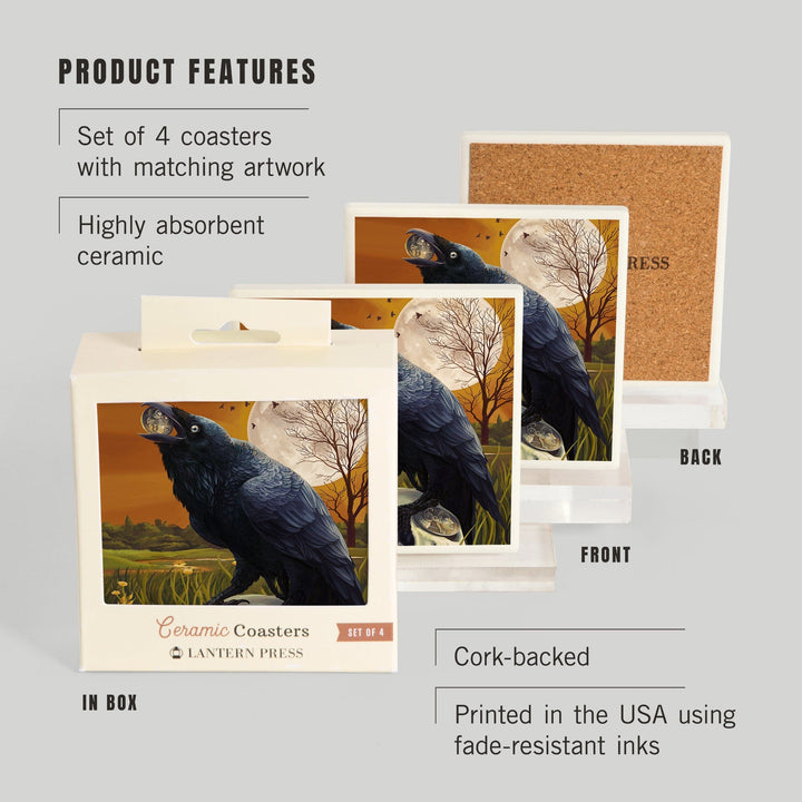 Raven and Skull, Coasters Coasters Lantern Press