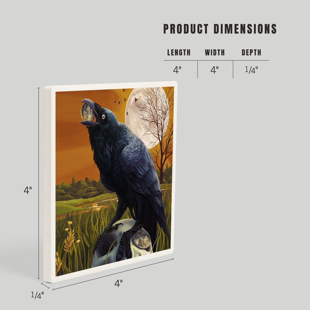 Raven and Skull, Coasters Coasters Lantern Press