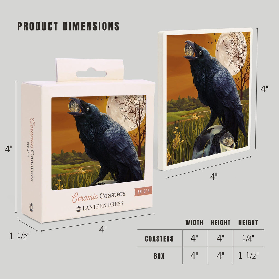 Raven and Skull, Coasters Coasters Lantern Press